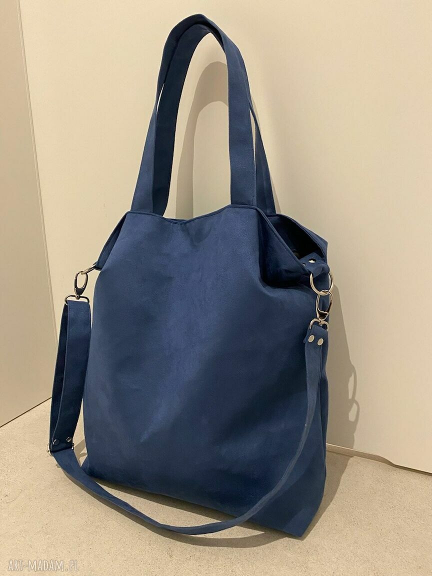 Torba hobo XXL kobalt - wegańska z alcantry na ramię (A4)