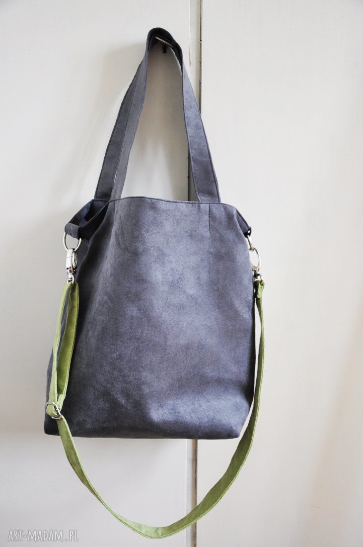 Torba hobo L szary limonka z alcantary na ramię (A4)