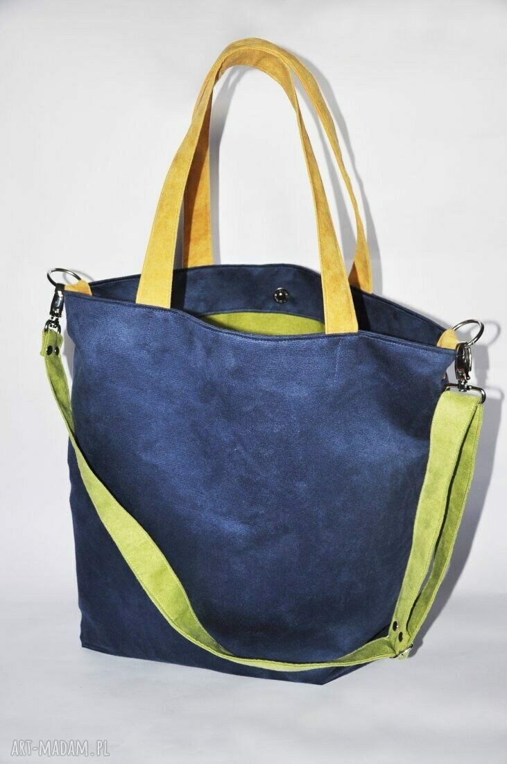 Torba hobo XXL w kobaltowych odcieniach - wegańska alcantra na ramię