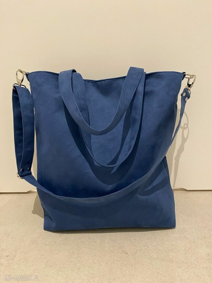 Torba hobo XXL kobalt - wegańska z alcantry na ramię (A4)