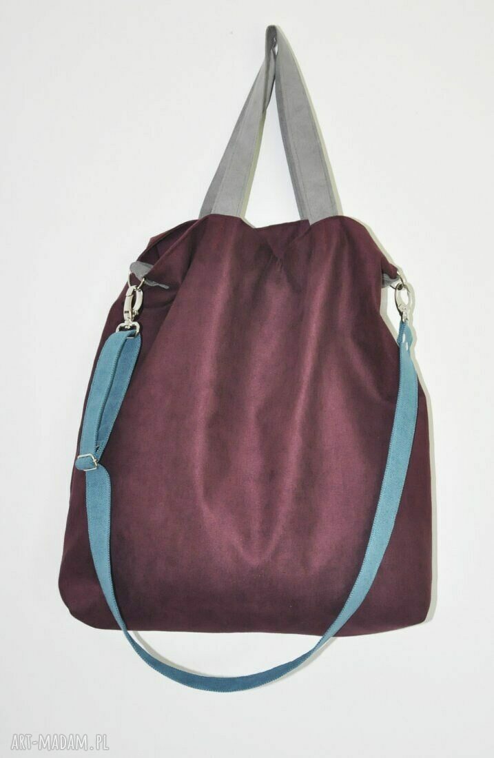 Torba hobo XXL z wegańskiej Alcantry - oberżyna, morski, szary