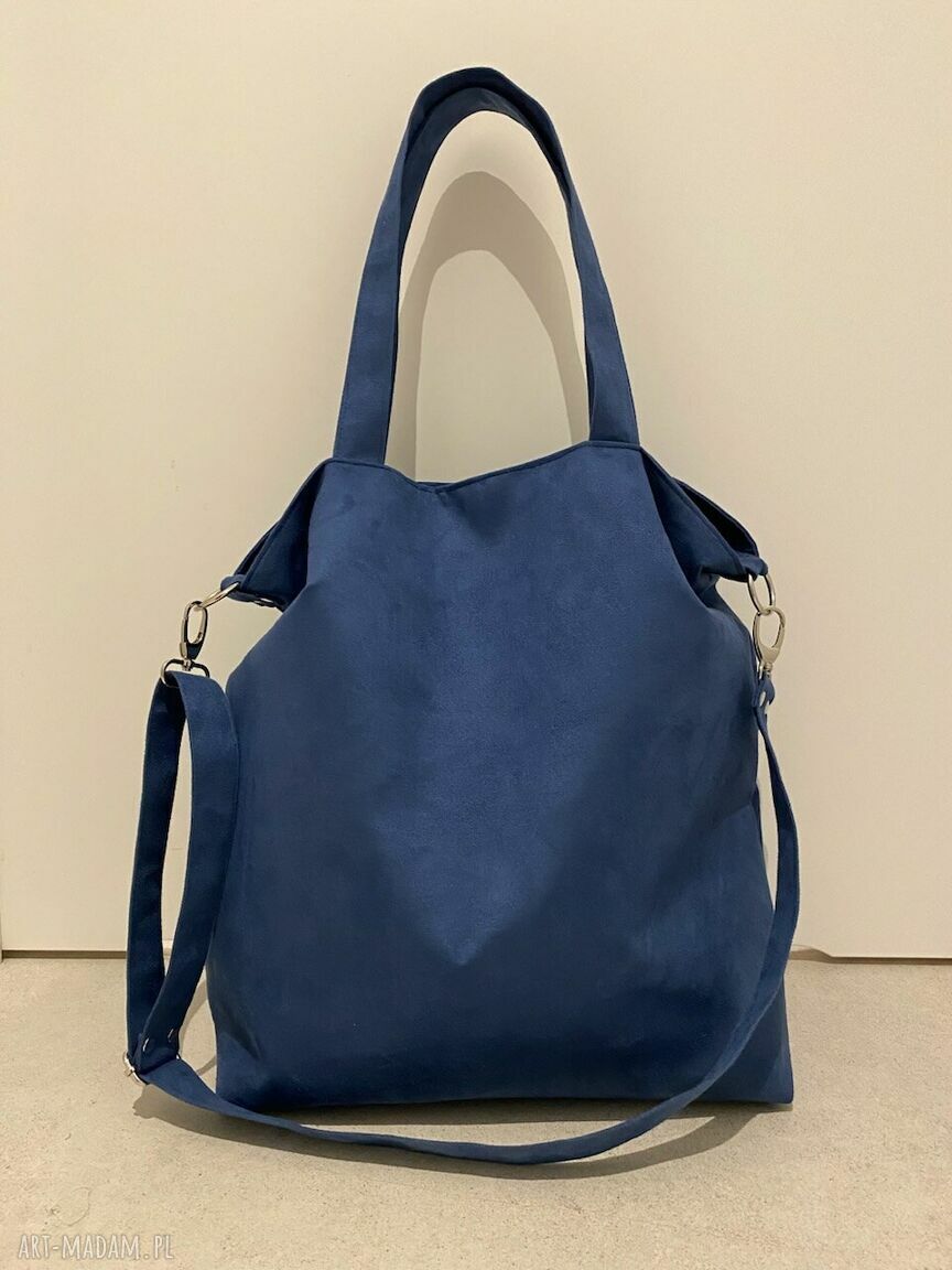 Torba hobo XXL kobalt - wegańska z alcantry na ramię (A4)