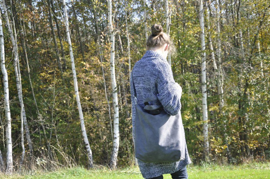 Torba hobo XXL Grafit na ramię - wegańska z sztucznego zamszu