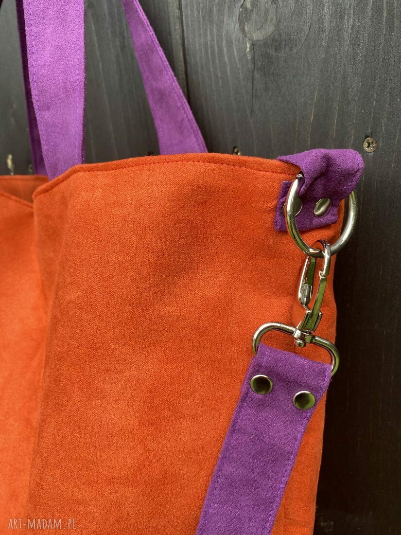 Torba hobo XXL pomarańcz i fiolet z alcantary