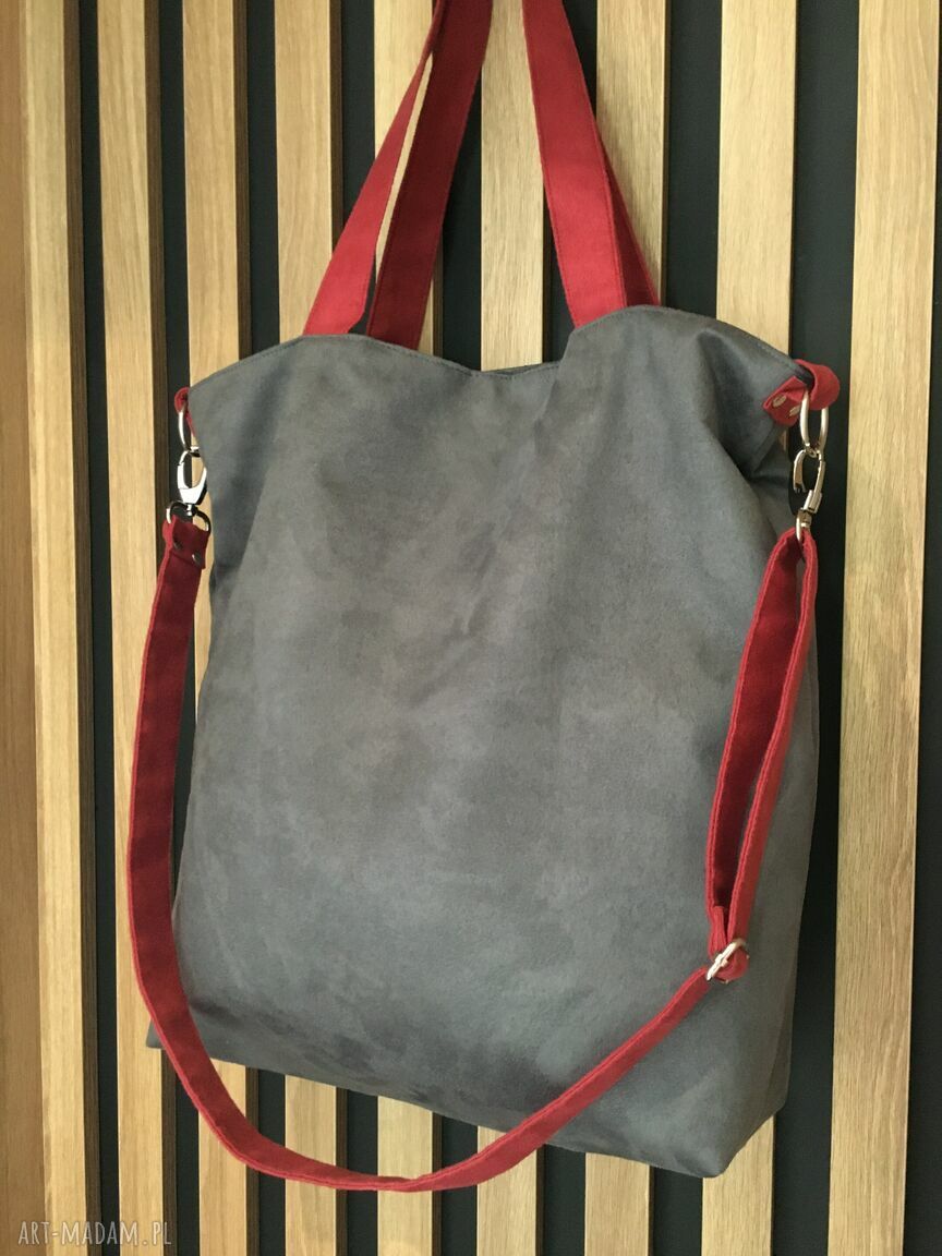 Torba hobo XL - ciemnoszary i bordo z wegańskiej alcantry
