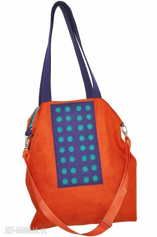 Torba hobo XXL wegańska z alcantry i filcu - pomarańcz, fiolet, szmaragd