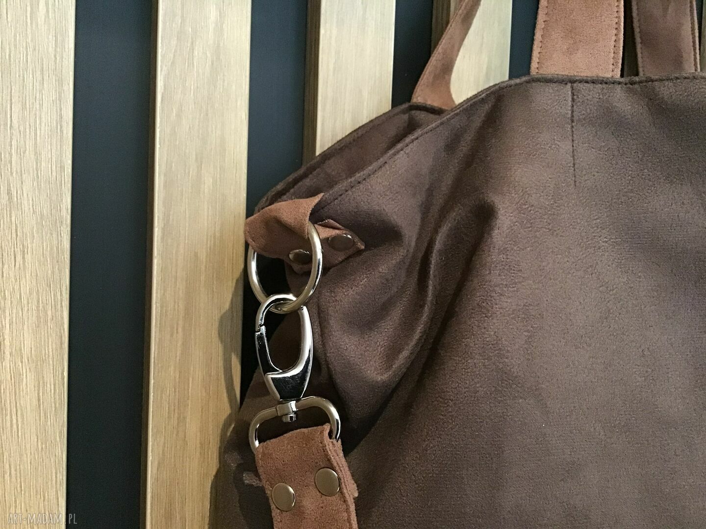 Torba na ramię XXL - ciemny brąz karmel, wegańska hobo