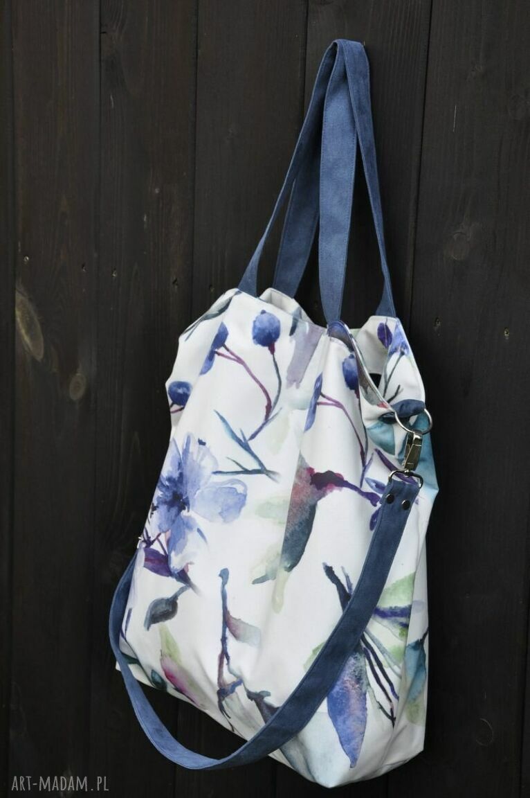 Torba hobo XXL akwarelowe kwiaty na ramię - worek A4+