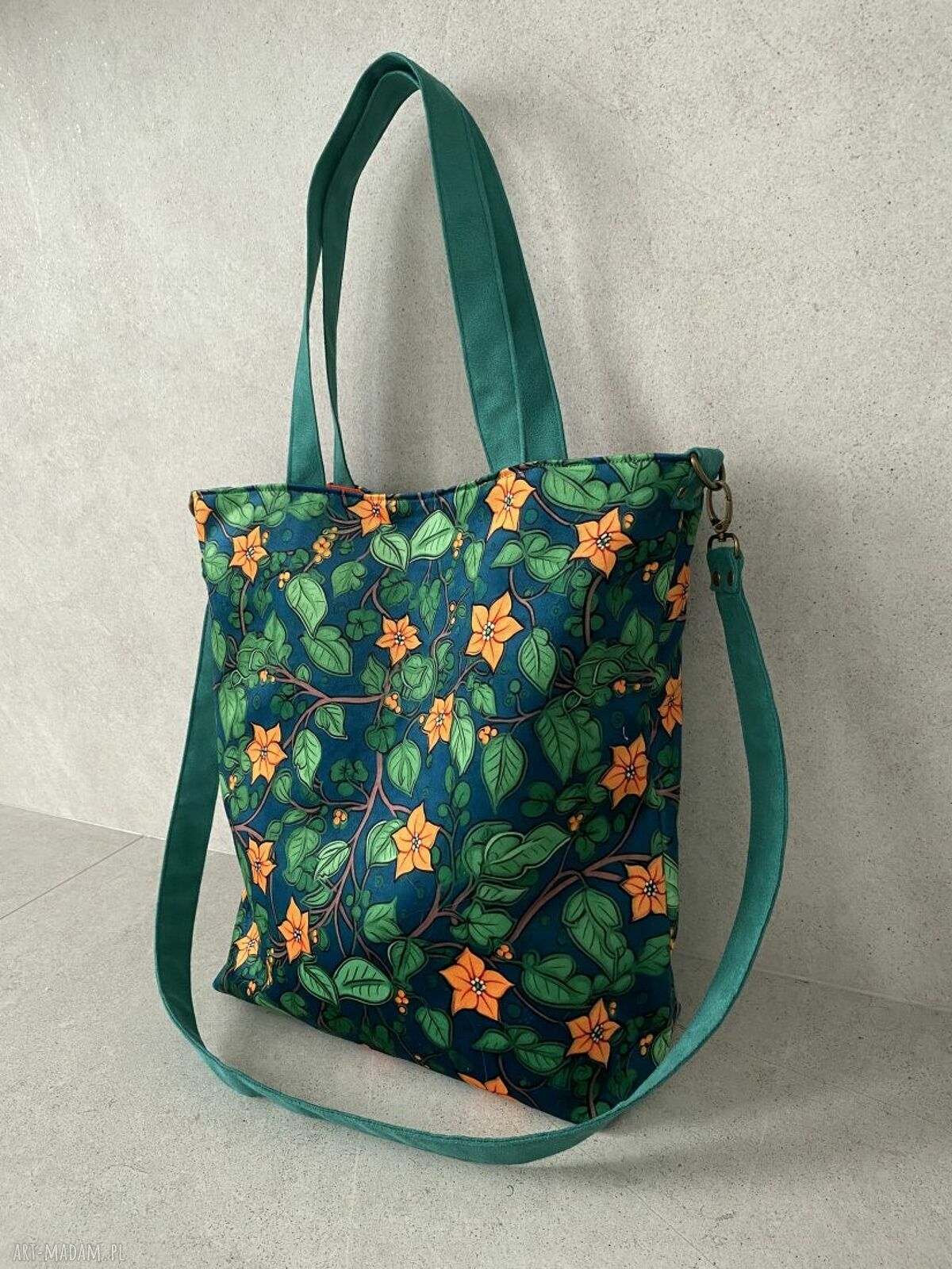 Torba hobo XXL na ramię - print botaniczny