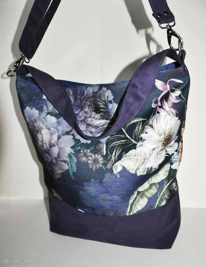 Torba hobo XXL - print kwiaty piwonie