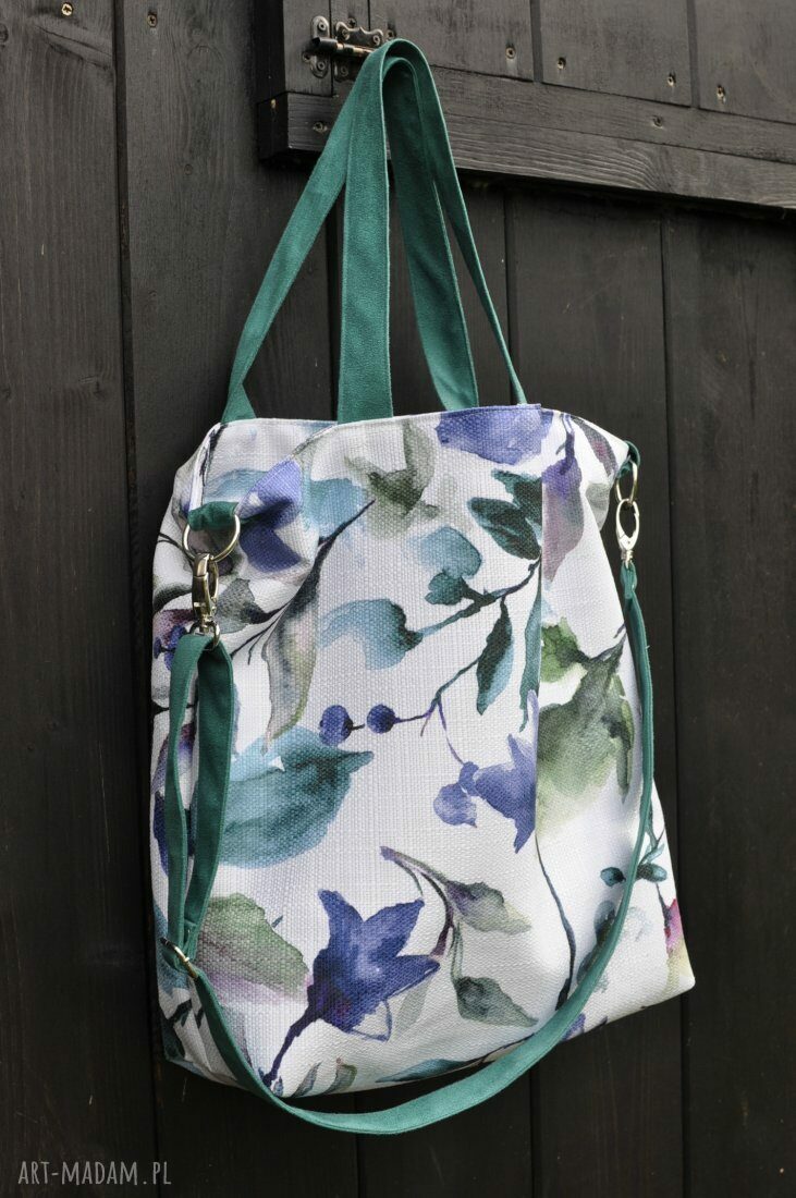 Torba hobo XXL - print kwiaty wegańska na ramię