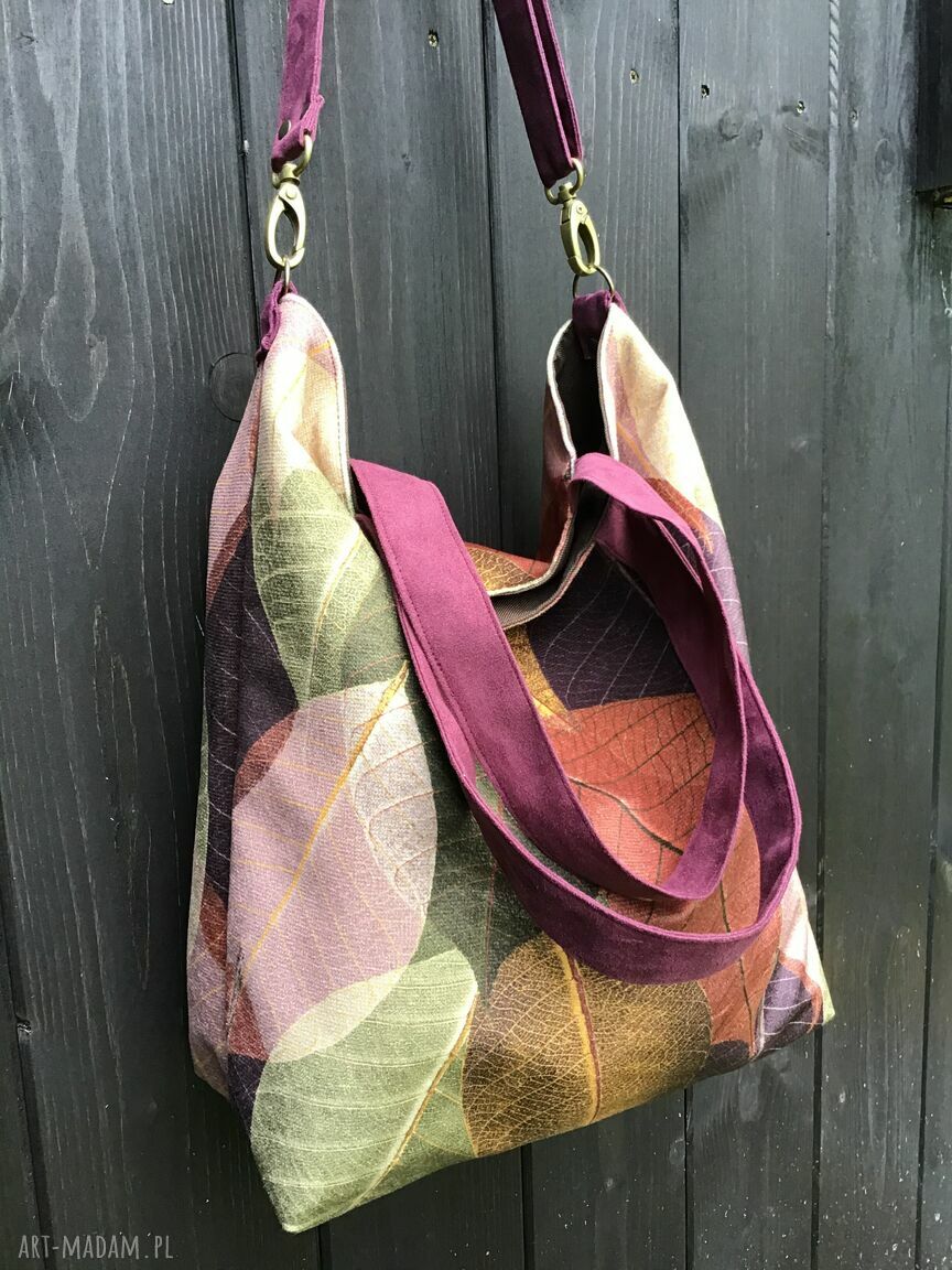 Torba hobo XXL „Jesienne liście” - wegańska na ramię handmade