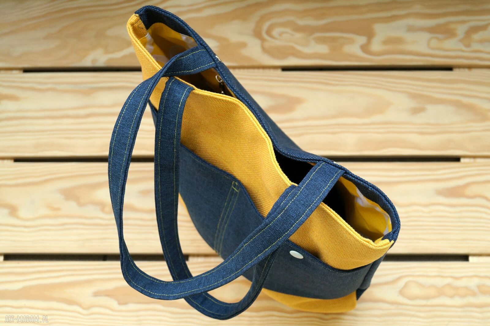 Torba hobo na ramię Maroko - granatowo-żółta torebka eko