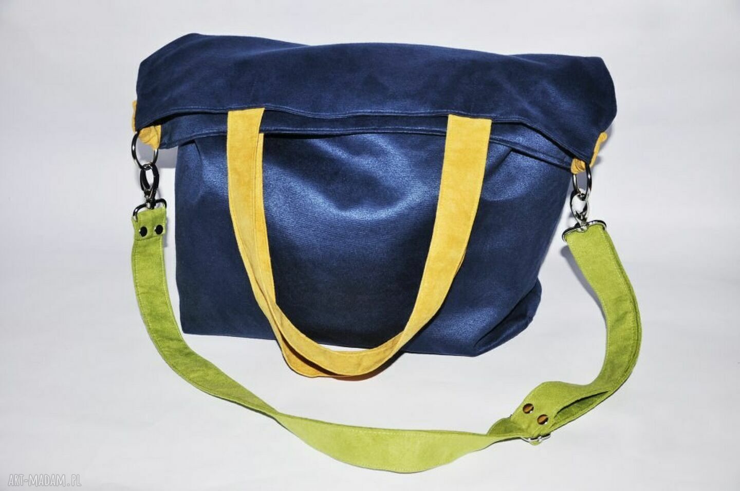 Torba hobo XXL w kobaltowych odcieniach - wegańska alcantra na ramię