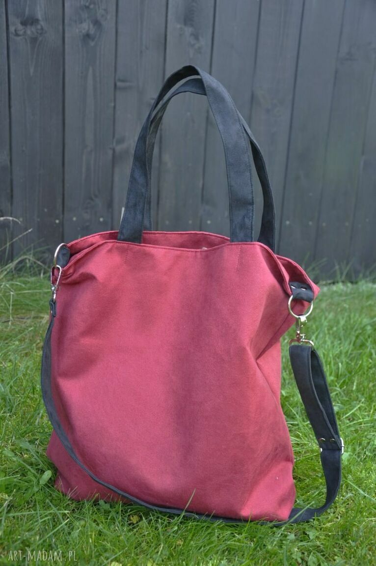 Torba hobo bordo i czerń na ramię