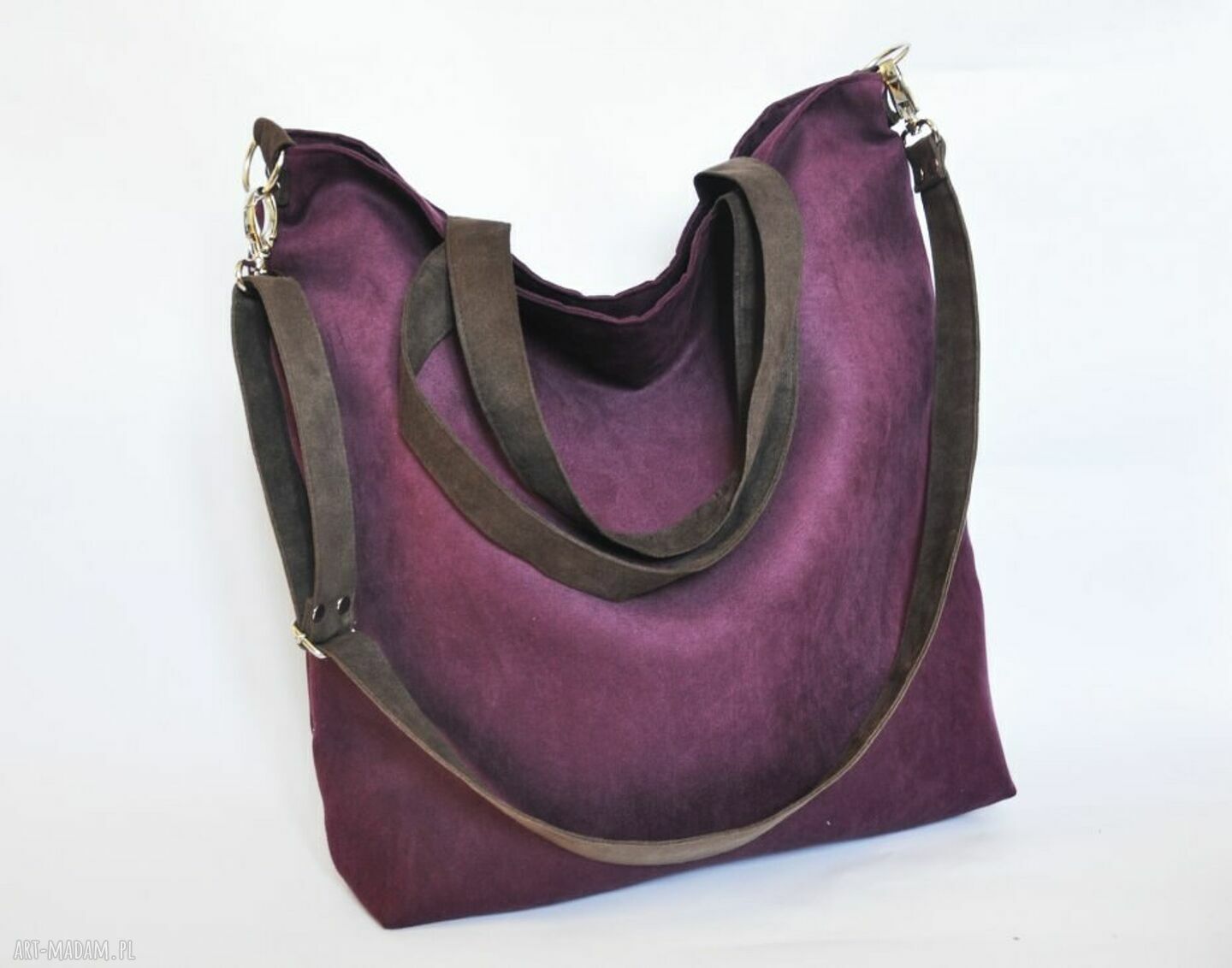 Torba hobo XXL - oberżyna, brąz
