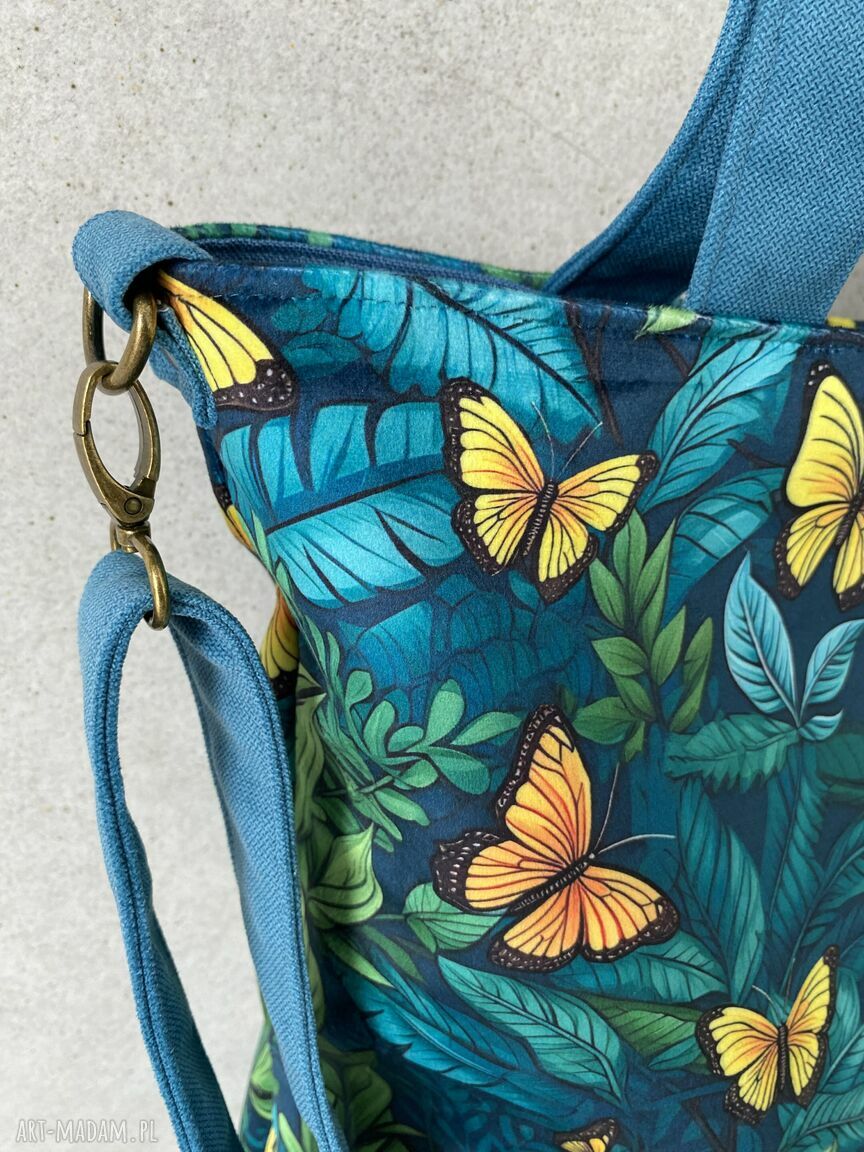 Torba na ramię XXL hobo - print motyle wegańska, ręcznie robiona