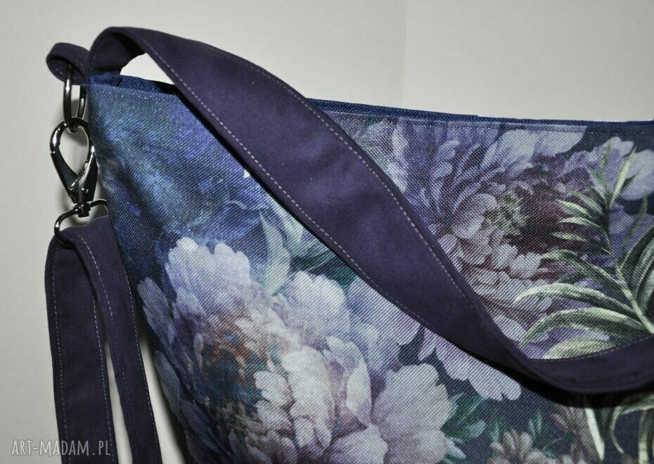 Torba hobo XXL - print kwiaty piwonie