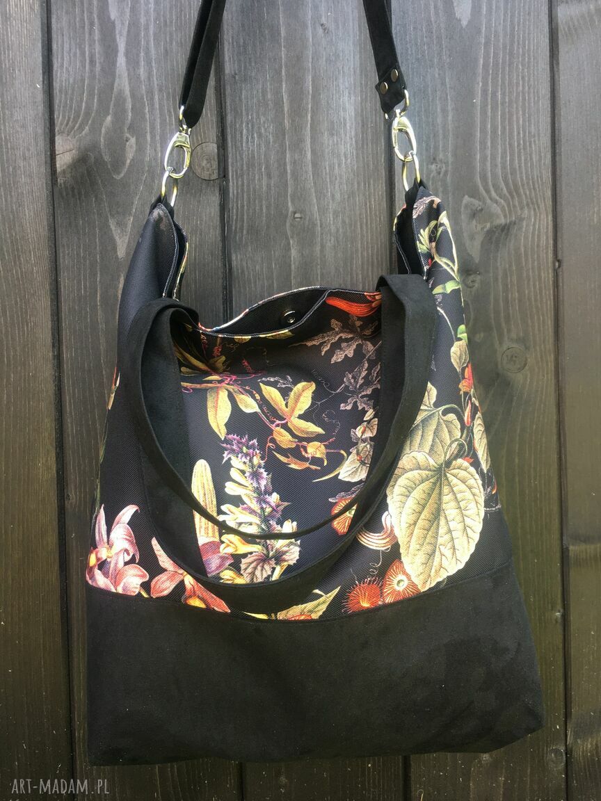 Torba hobo XXL na ramię „Mroczny ogród” - wegańska i wodoodporna