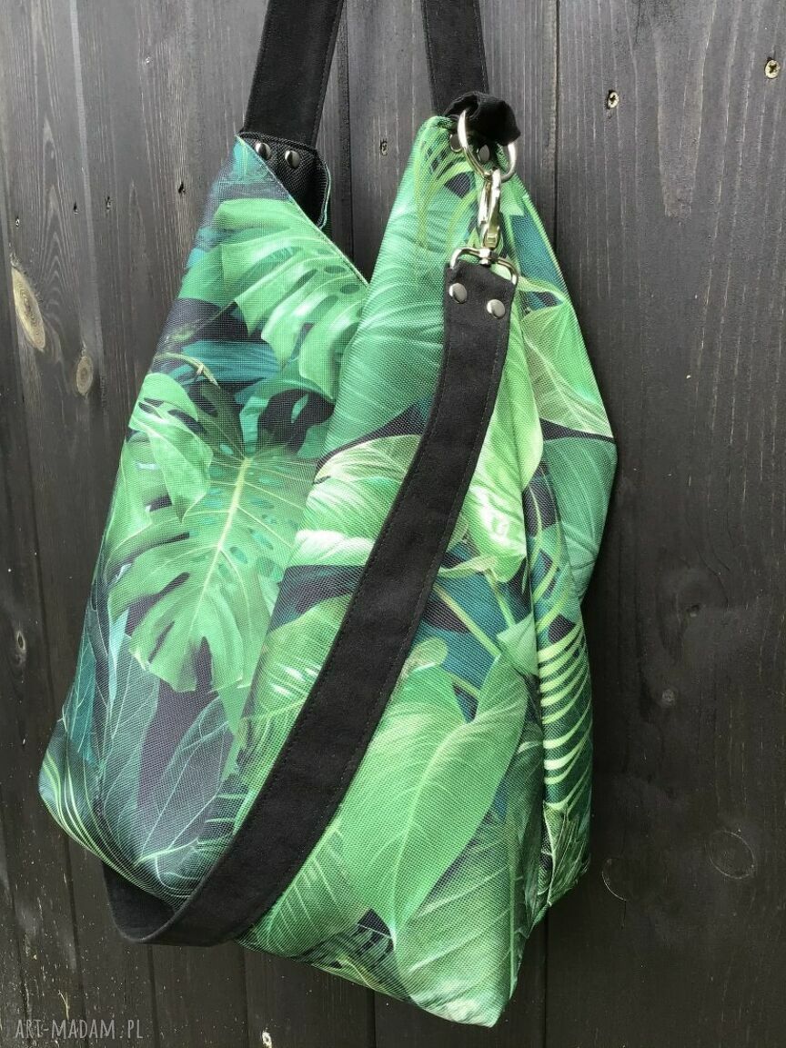 Torba Botanica Print w formie worek hobo na ramię - rękodzieło dla kobiet