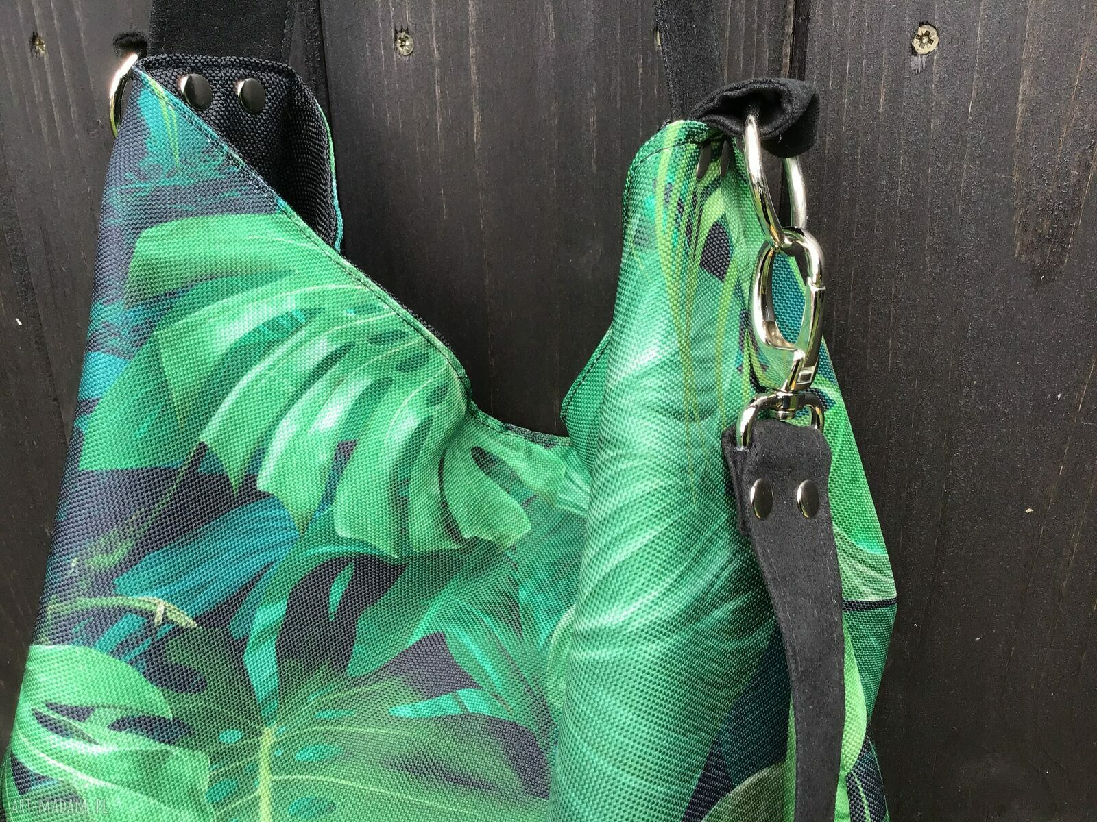 Torba hobo XXL Botanica na ramię - pojemna do A4, zapinana na magnes