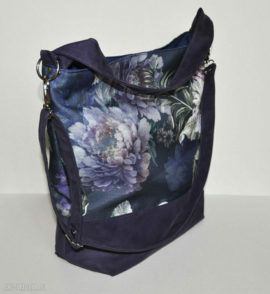 Torba hobo XXL - print kwiaty piwonie