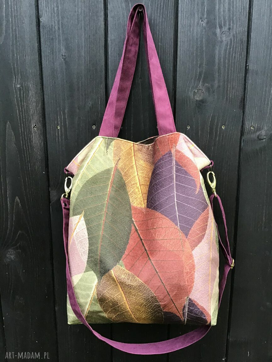 Torba hobo XXL „Jesienne liście” - wegańska na ramię handmade