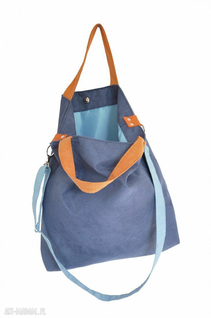Torba hobo XXL na ramię - kobalt, błękit, pomarańcz