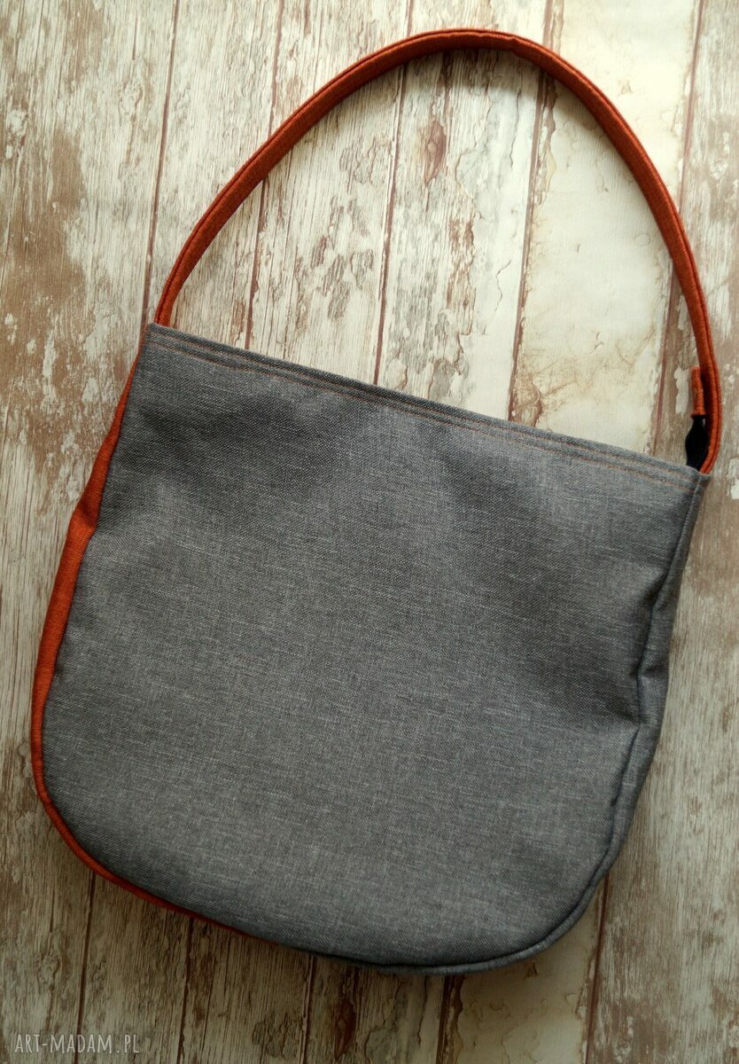 Torba hobo na ramię w kropki z kieszenią - ręcznie szyta