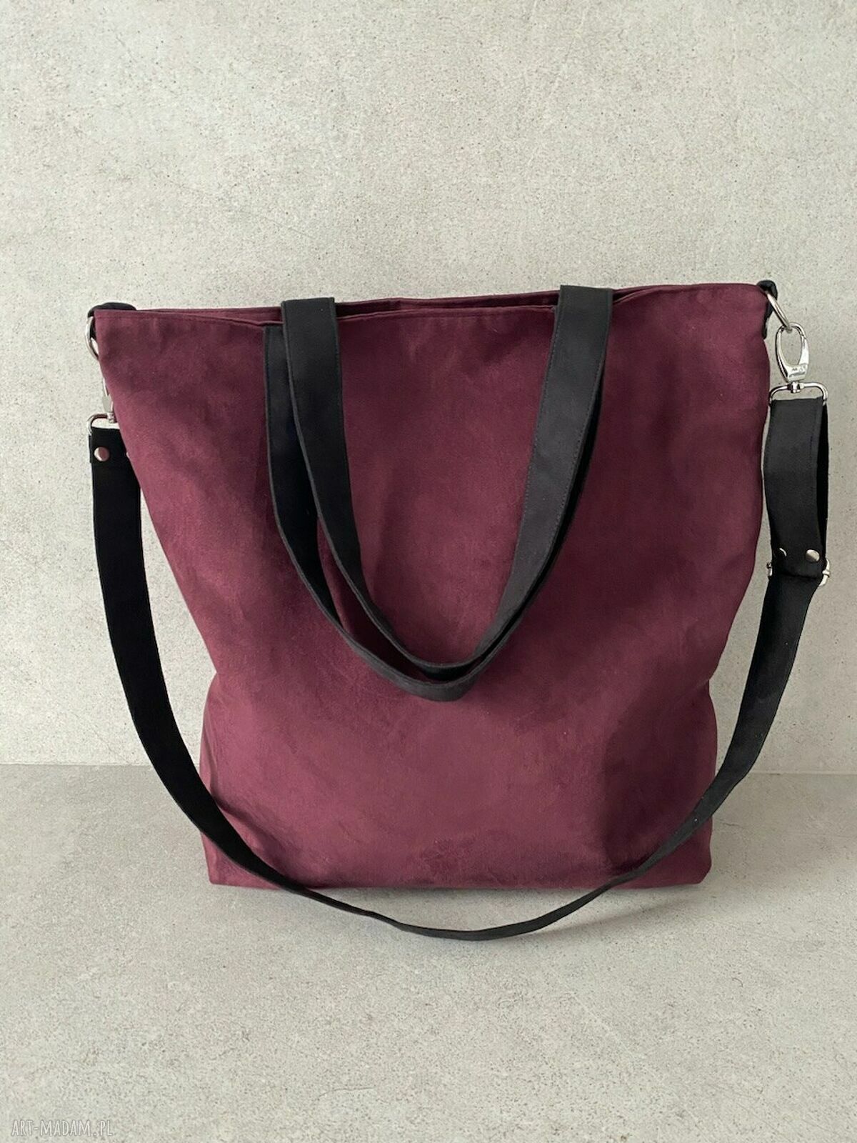 Torba hobo XXL - burgund, czerń
