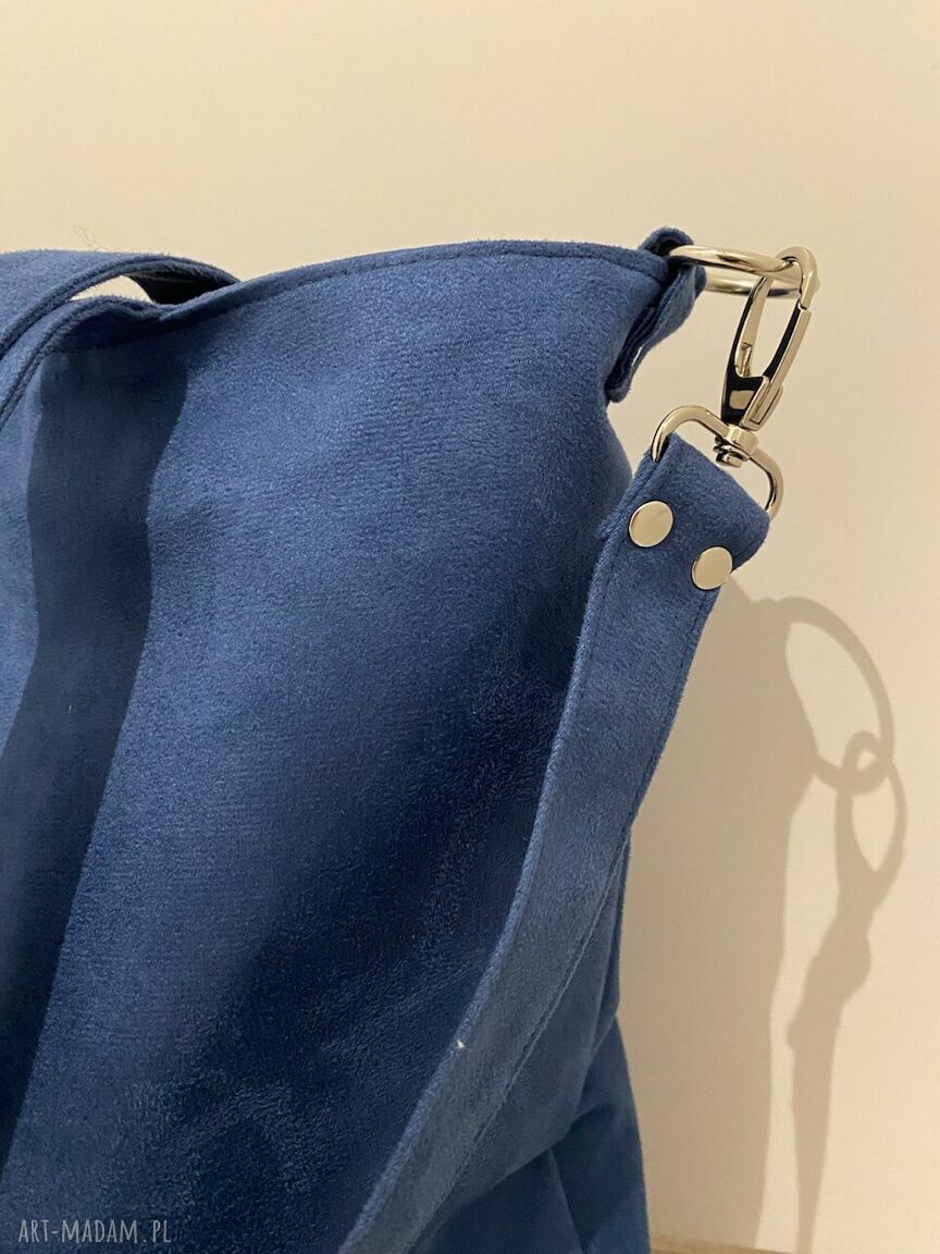 Torba hobo XXL kobalt - wegańska z alcantry na ramię (A4)
