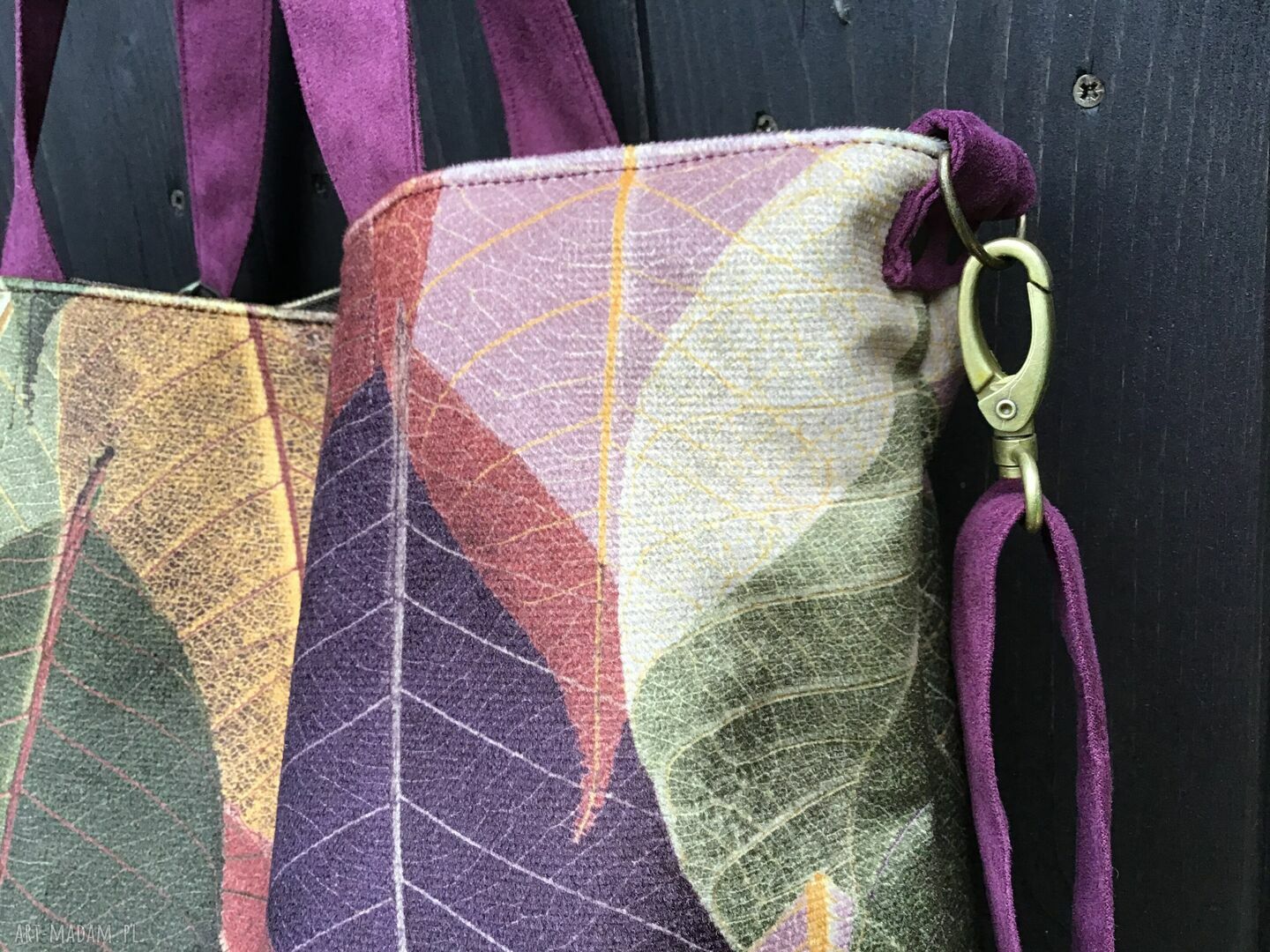 Torba hobo XXL „Jesienne liście” - wegańska na ramię handmade
