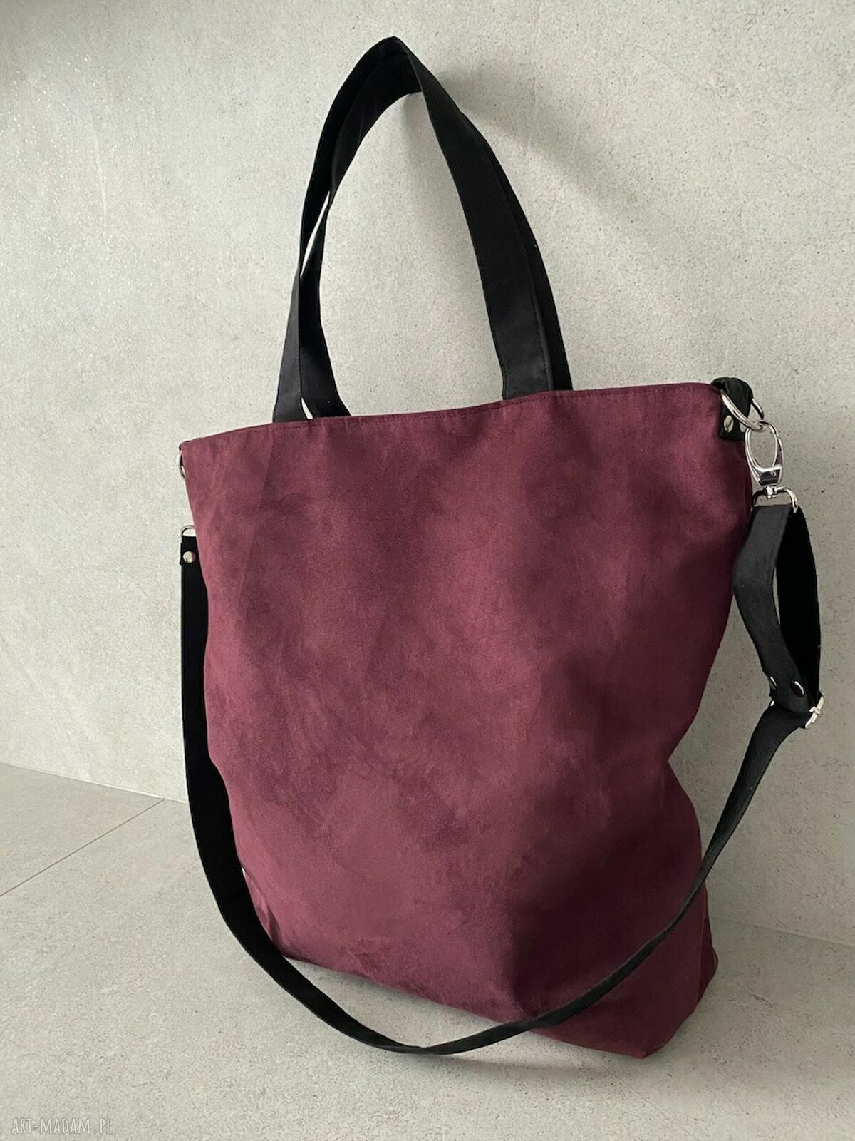 Torba hobo XXL - burgund, czerń