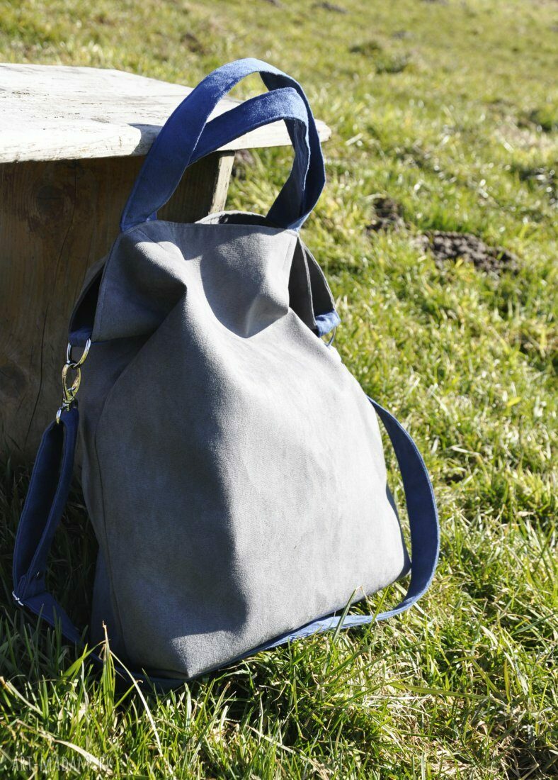 Torba hobo XXL - szarość i kobalt