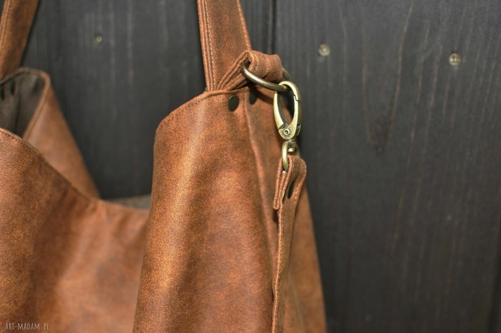 Pojemna torba hobo XXL w kolorze koniakowym