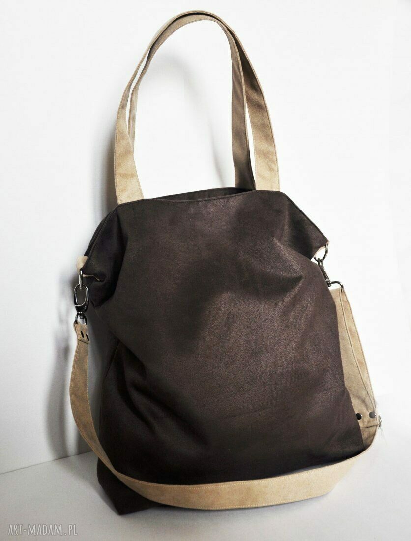 Torba hobo XL - czekolada i beż