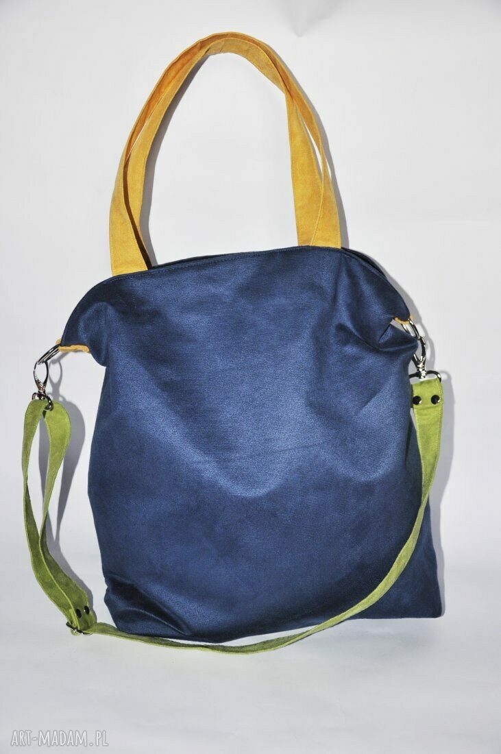 Torba hobo XXL w kobaltowych odcieniach - wegańska alcantra na ramię