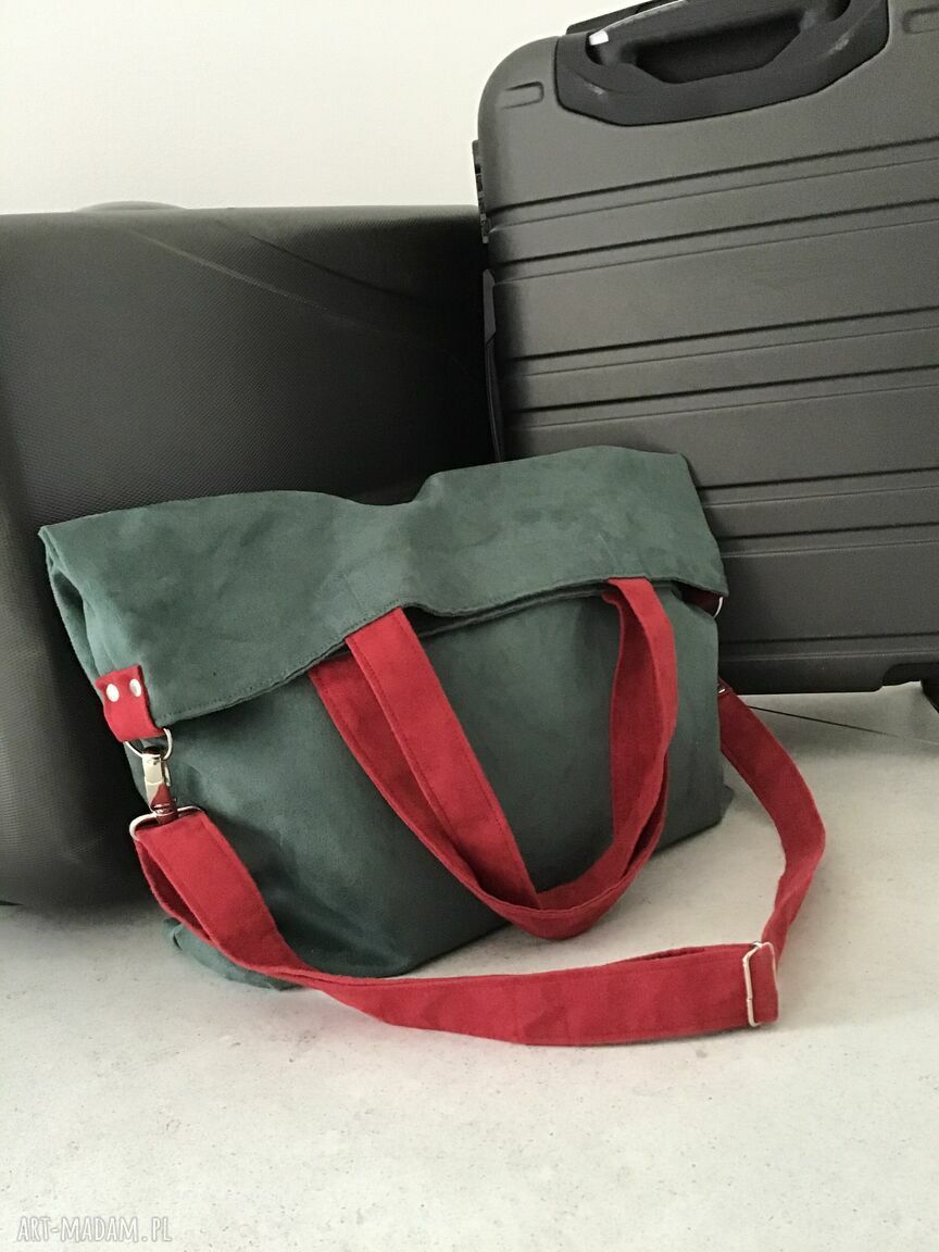 Torba hobo XXL zieleń-bordo - wegańska na ramię (A4+)