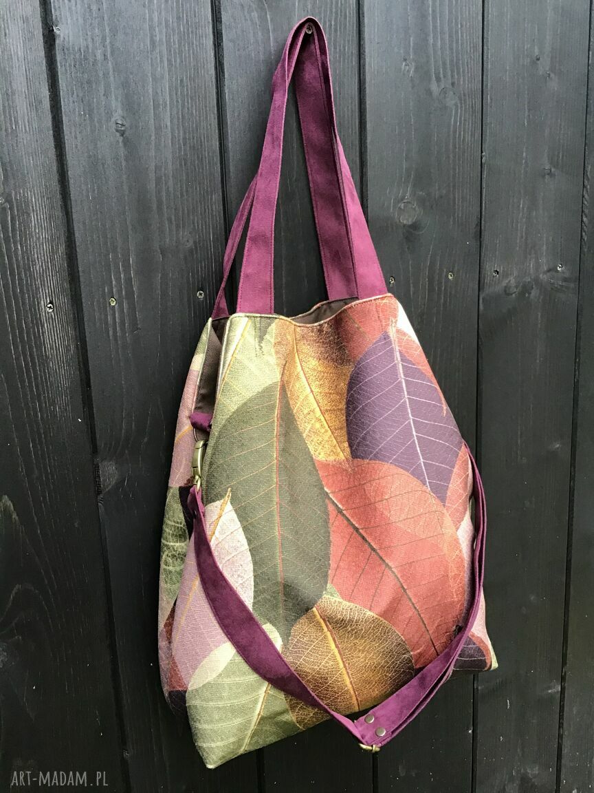 Torba hobo XXL „Jesienne liście” - wegańska na ramię handmade