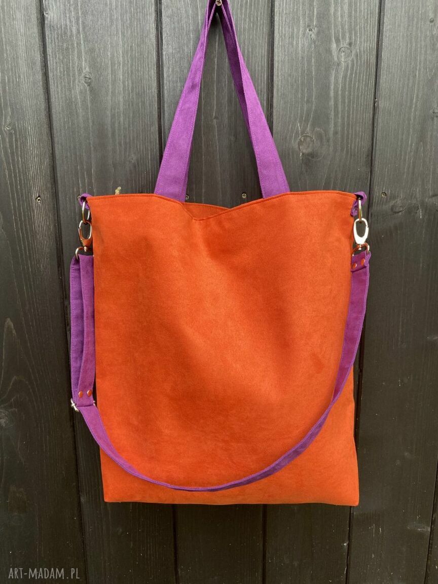 Torba hobo XXL pomarańcz i fiolet z alcantary