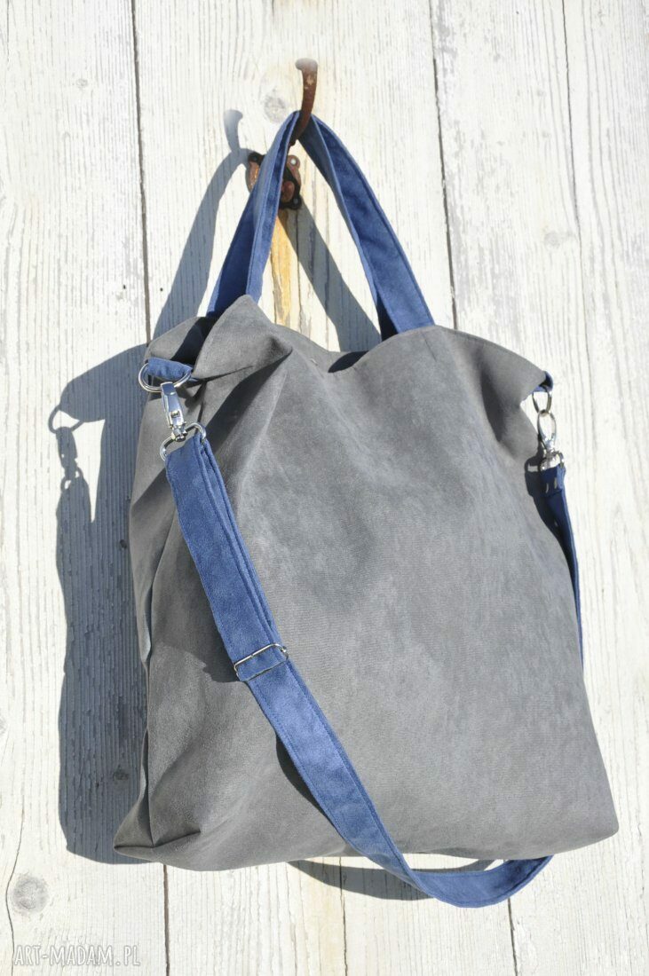 Torba hobo XXL - szarość i kobalt