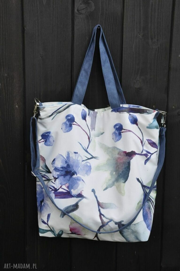 Torba hobo XXL akwarelowe kwiaty na ramię - worek A4+