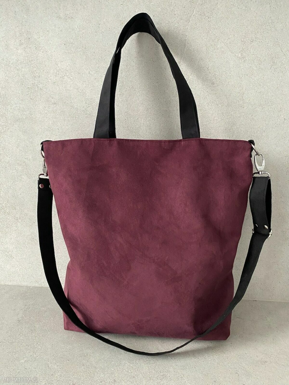 Torba hobo XXL - burgund, czerń