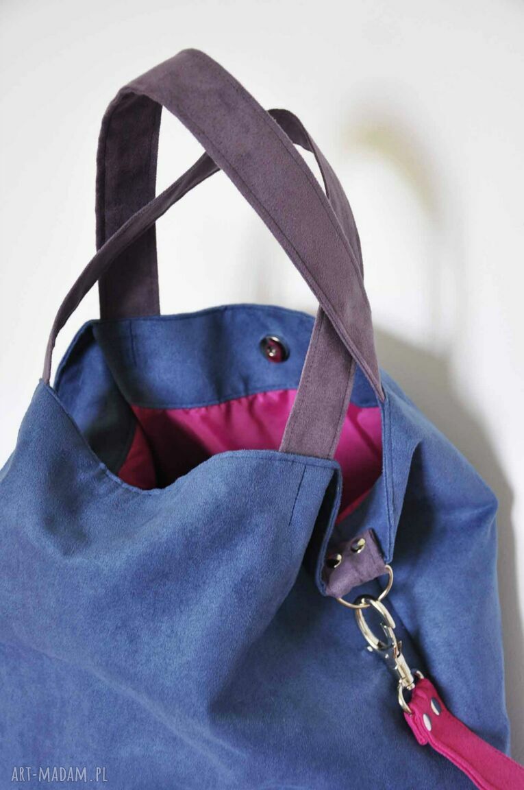 Torba hobo XXL na ramię - niebieski, fuksja i wrzos