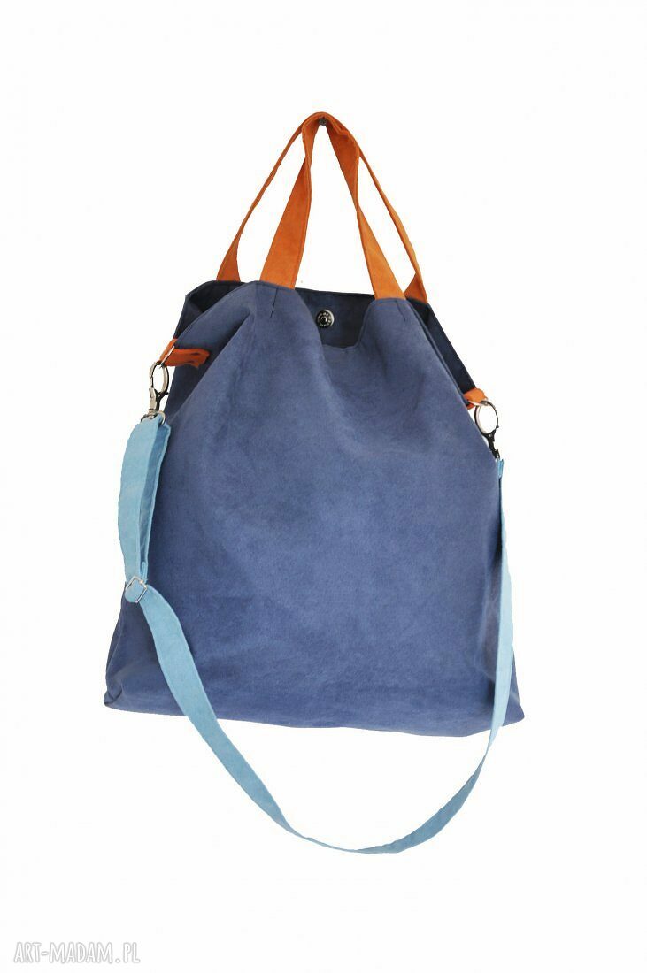 Torba hobo XXL na ramię - kobalt, błękit, pomarańcz