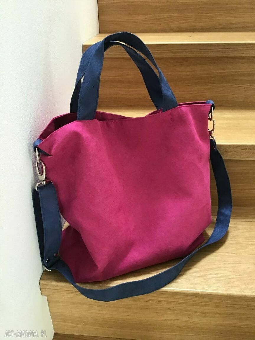Torba hobo fuksja kobalt na ramię - zapinana na magnes