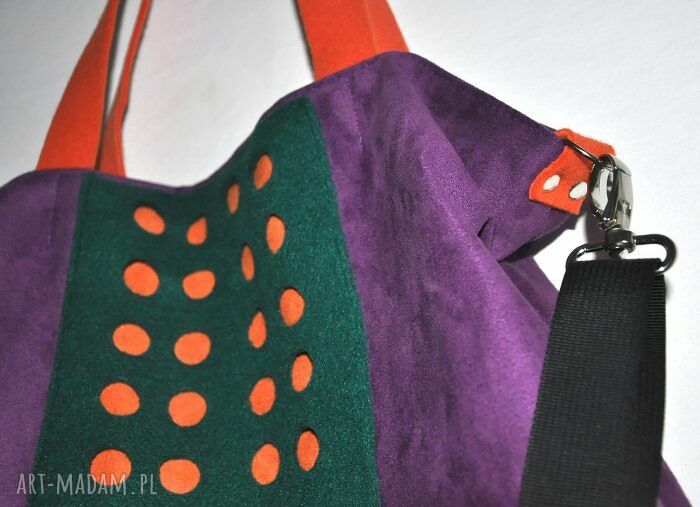 Torba hobo XXL - fiolet, pomarańcz i szmaragd