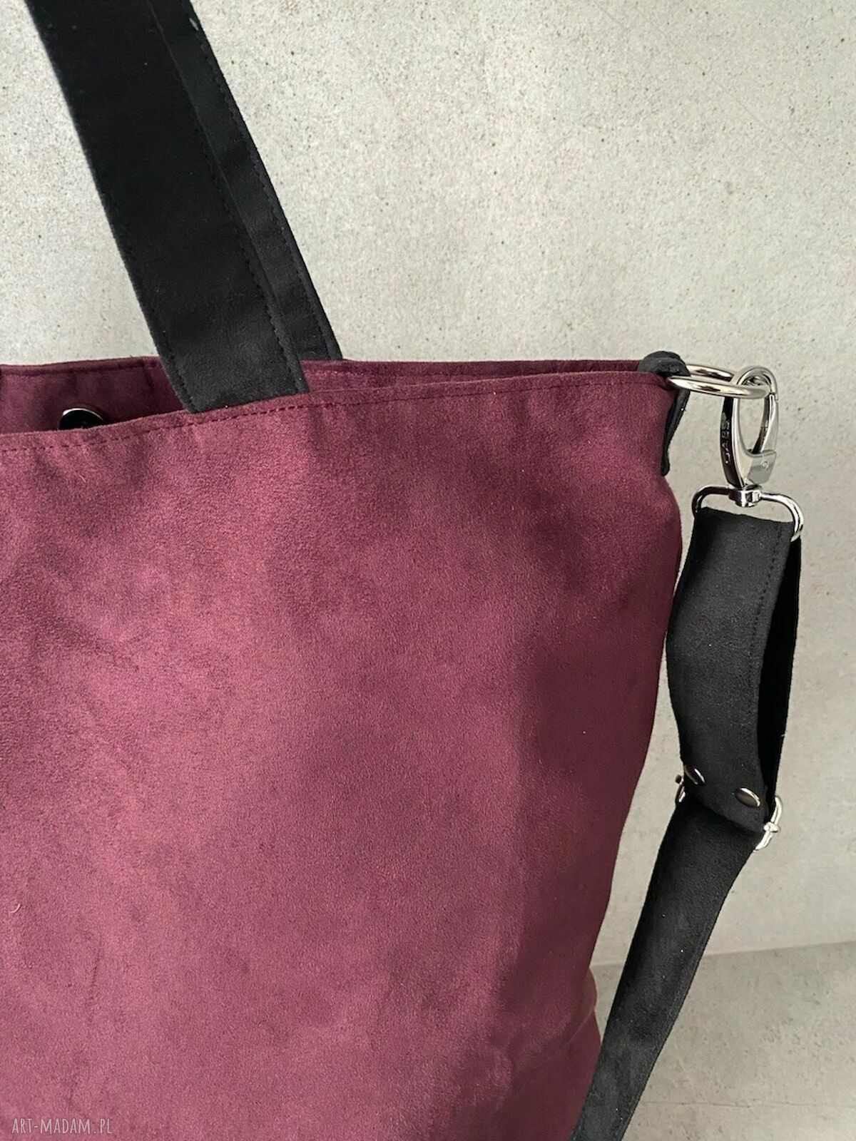 Torba hobo XXL - burgund, czerń