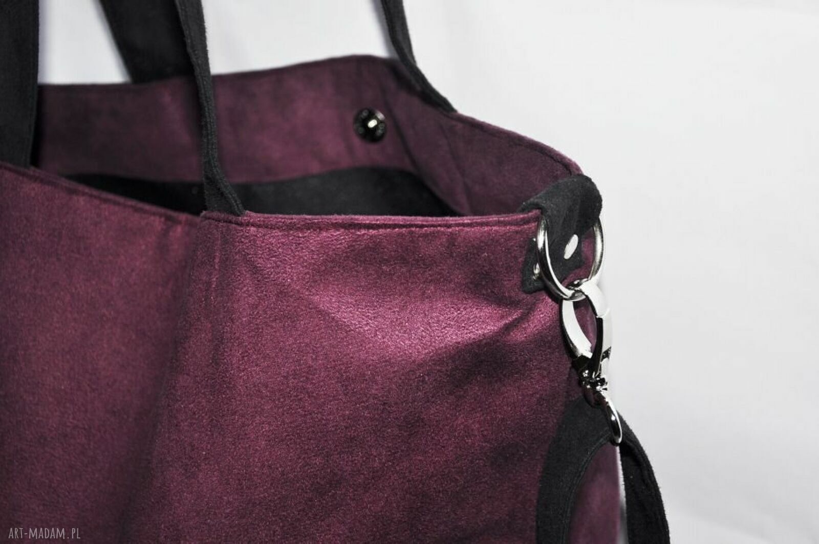 Torba hobo XXL na ramię w kolorze oberżyny i czerni