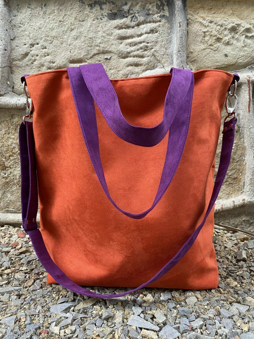 Torba hobo XXL pomarańcz i fiolet z alcantary